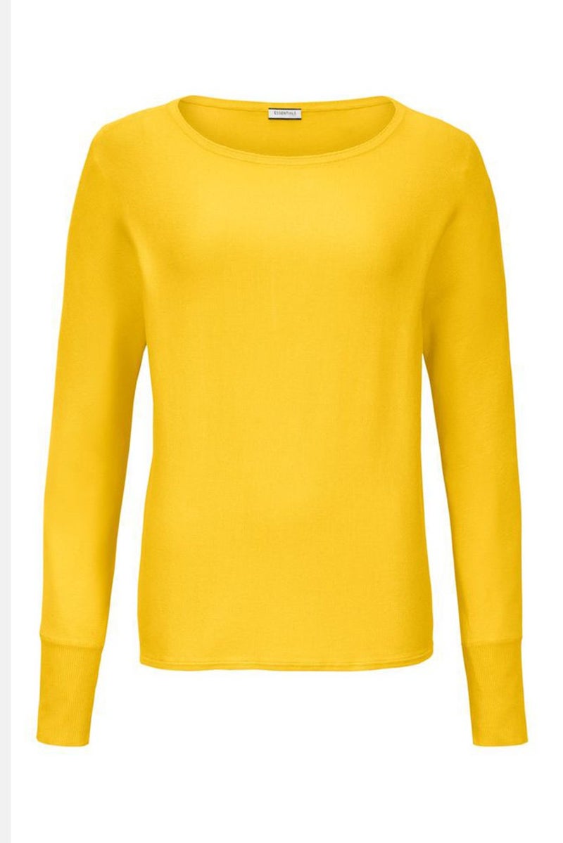 Tchibo Women Boat Neck Long Sleeve Knit Top, Yellow - Image 3